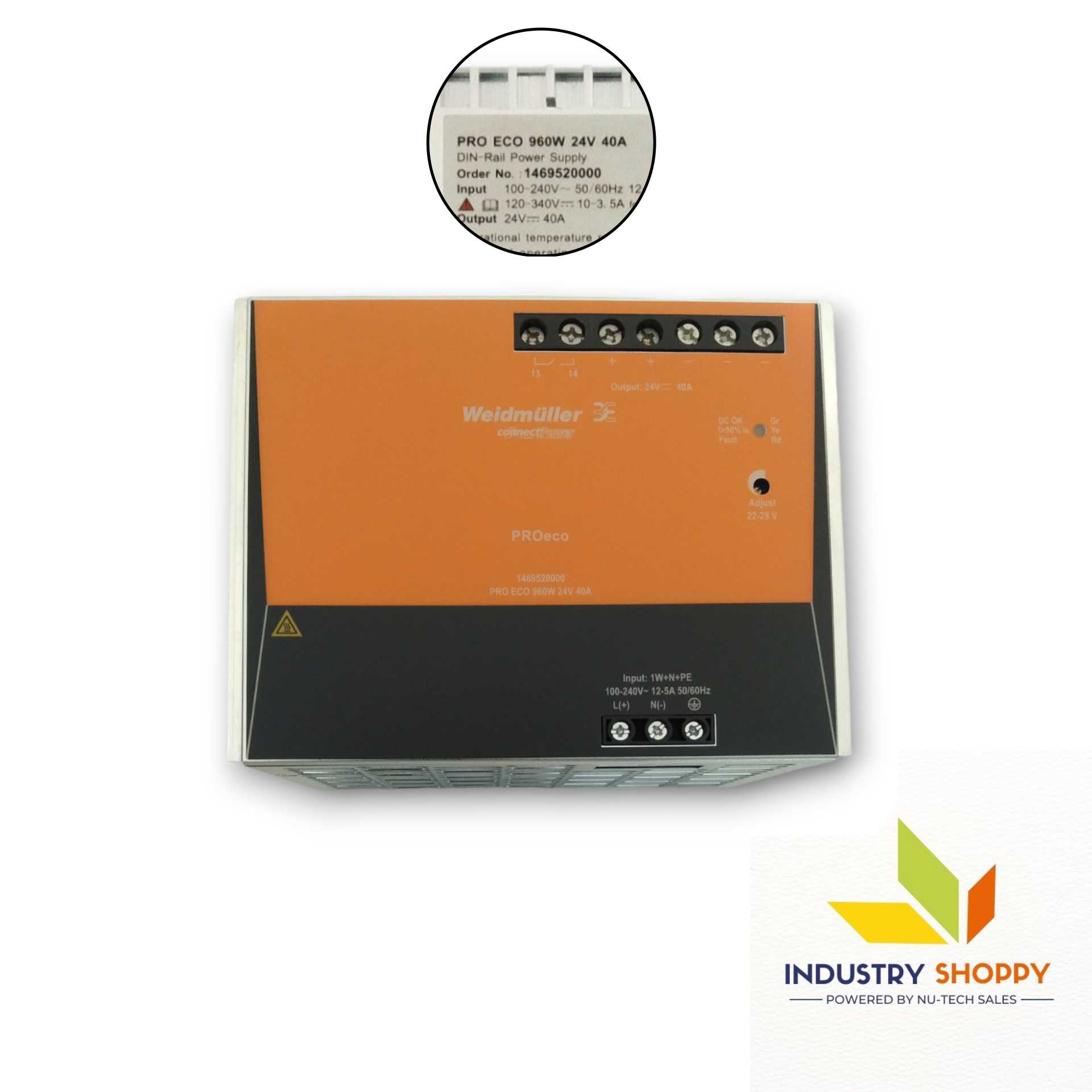 Weidmuller PRO ECO 960W 24V 40A SMPS Power Supply Weidmuller PRO ECO 960W 24V 40A SMPS Power Supply